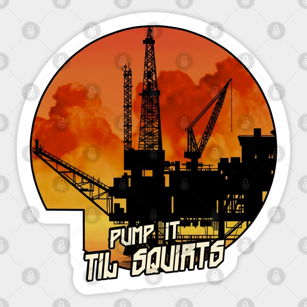 Oil Rig Sticker by damnoverload